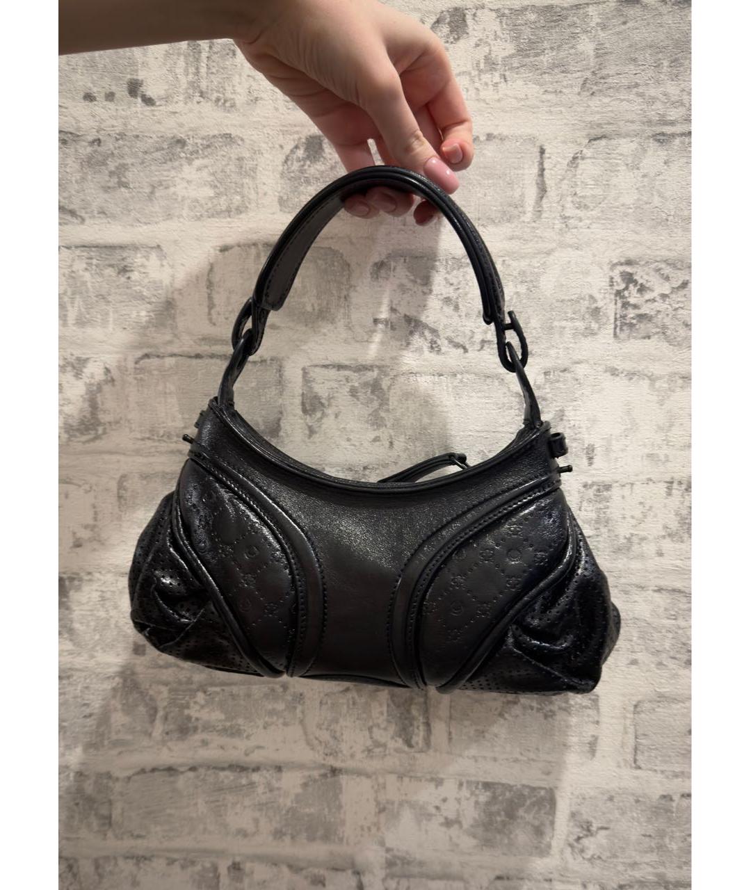 MARINE SERRE Черная кожаная сумка через плечо, фото 3