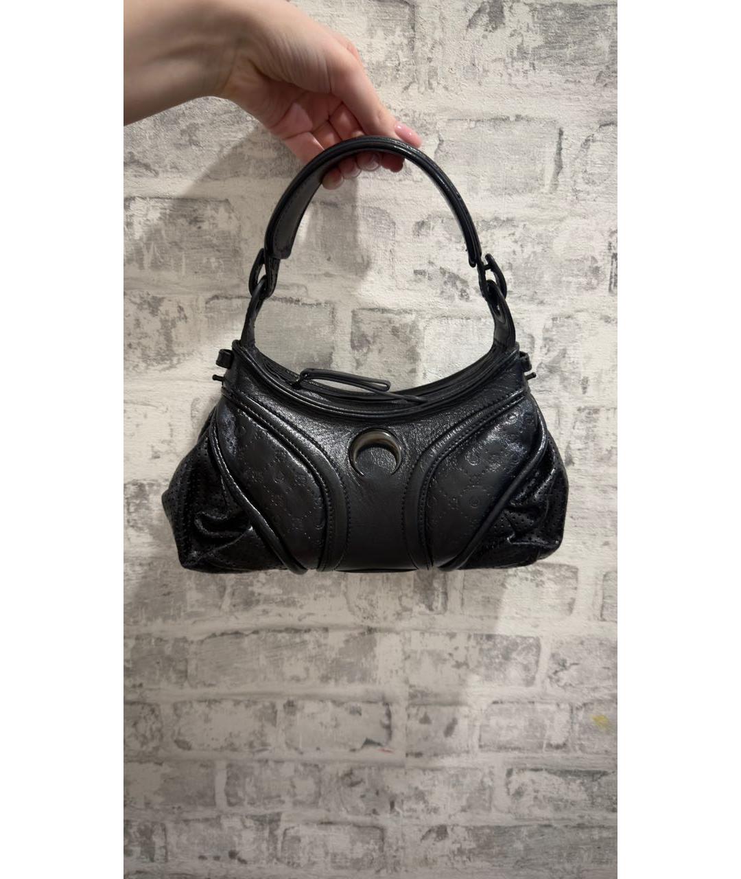 MARINE SERRE Черная кожаная сумка через плечо, фото 5