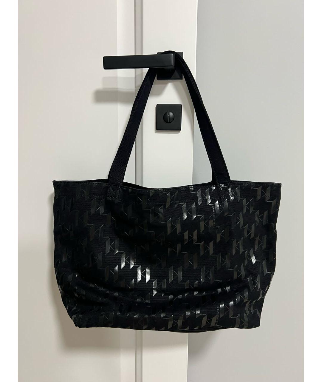 KARL LAGERFELD Черная тканевая сумка тоут, фото 2