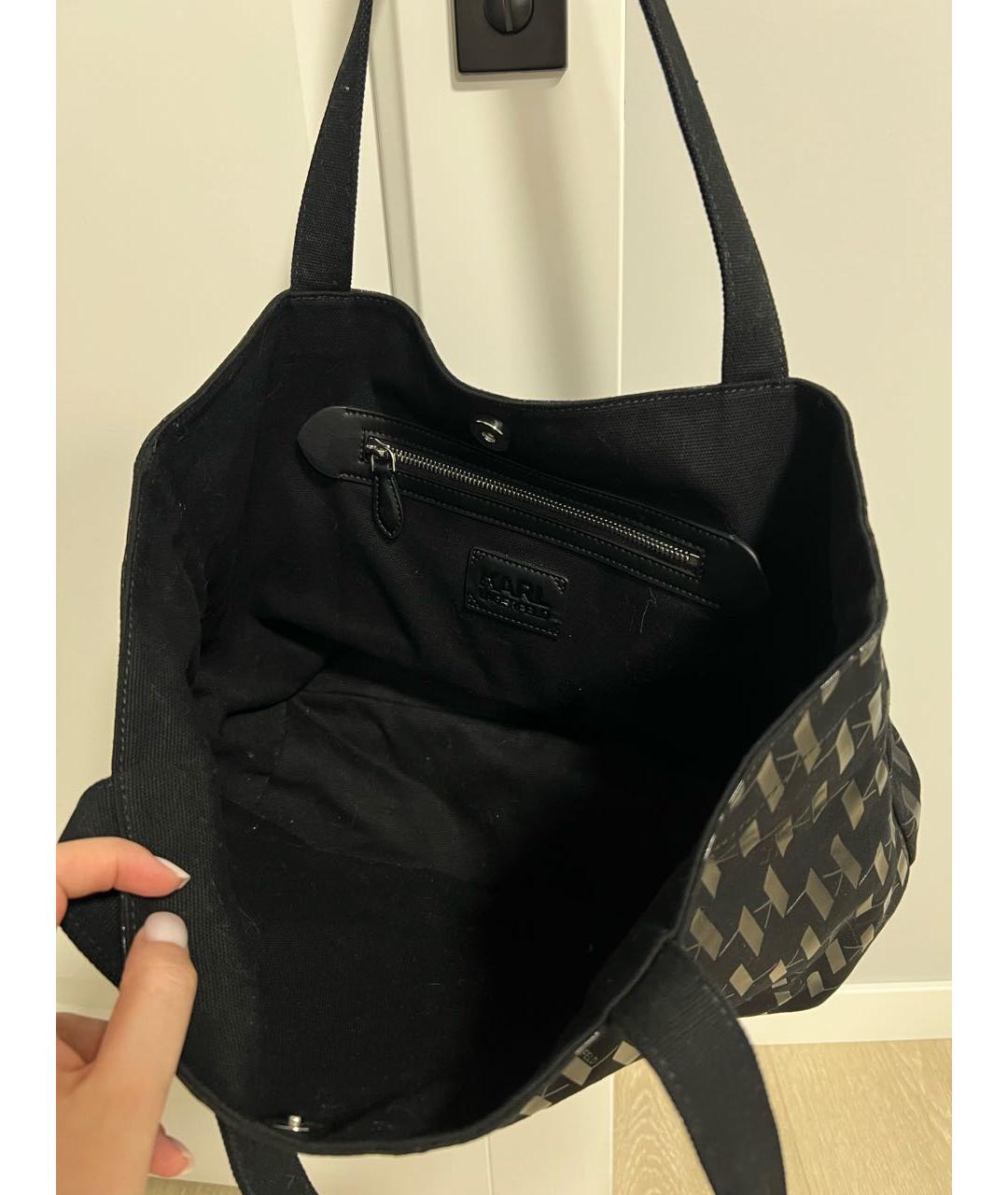 KARL LAGERFELD Черная тканевая сумка тоут, фото 3