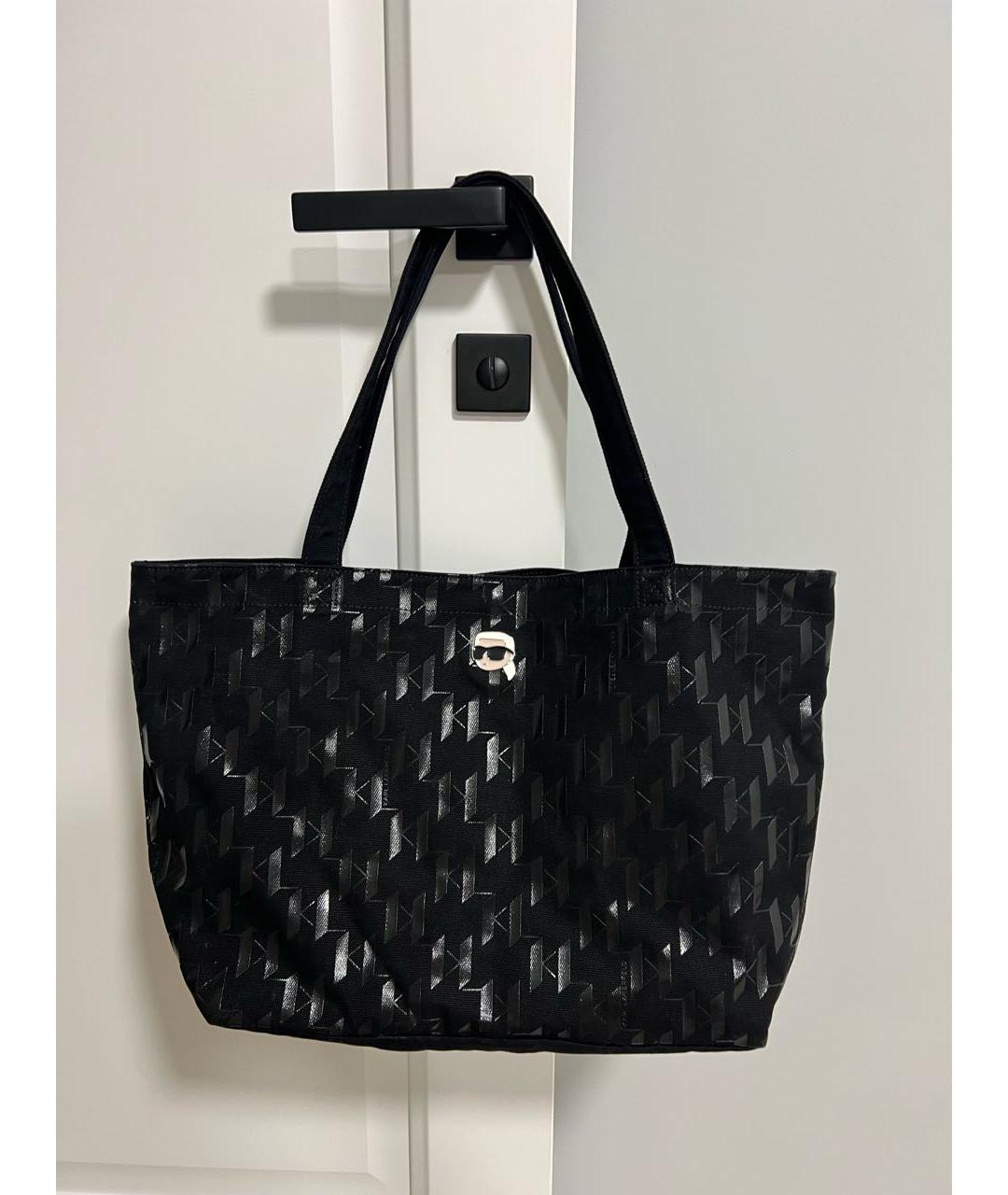 KARL LAGERFELD Черная тканевая сумка тоут, фото 5