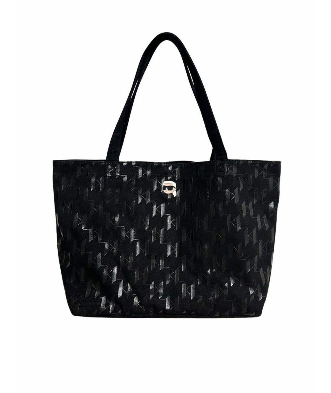 KARL LAGERFELD Черная тканевая сумка тоут, фото 1