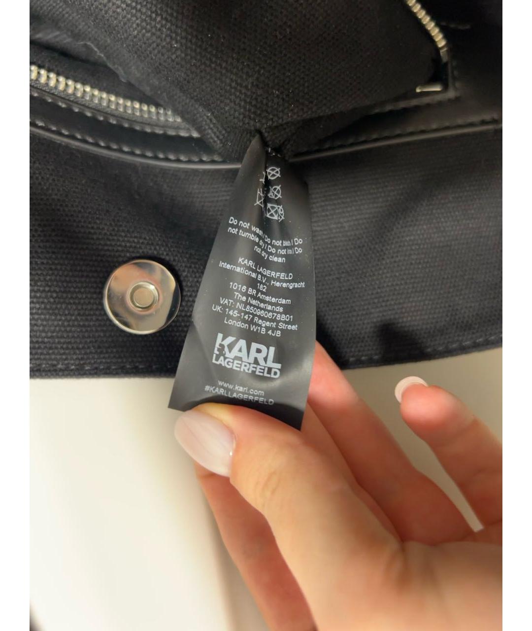 KARL LAGERFELD Черная тканевая сумка тоут, фото 4