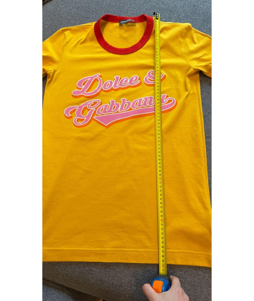 DOLCE&GABBANA Желтая хлопковая футболка, фото 5