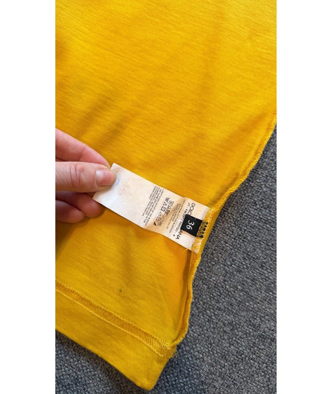 DOLCE&GABBANA Желтая хлопковая футболка, фото 3