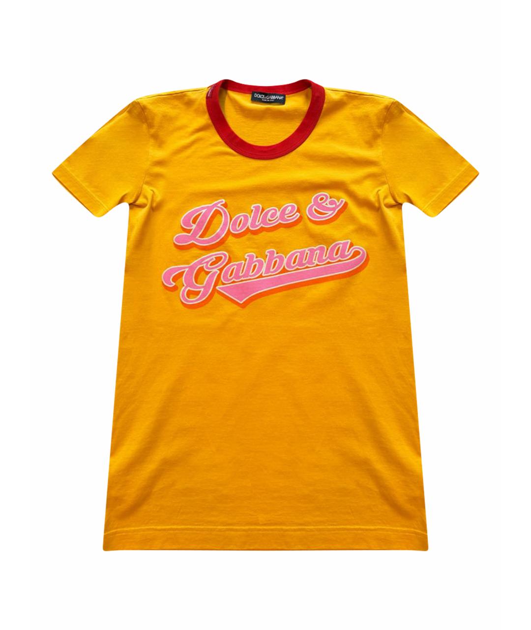 DOLCE&GABBANA Желтая хлопковая футболка, фото 1