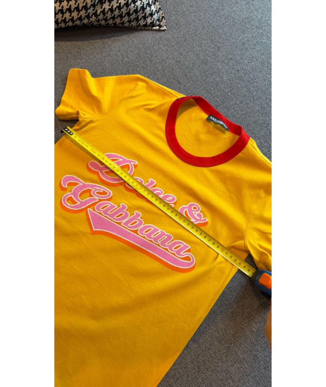 DOLCE&GABBANA Желтая хлопковая футболка, фото 6