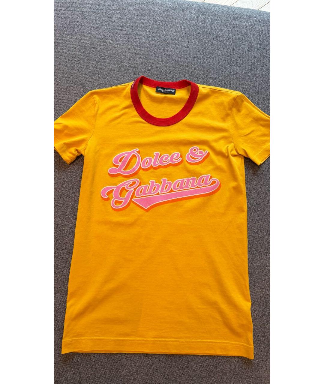 DOLCE&GABBANA Желтая хлопковая футболка, фото 9