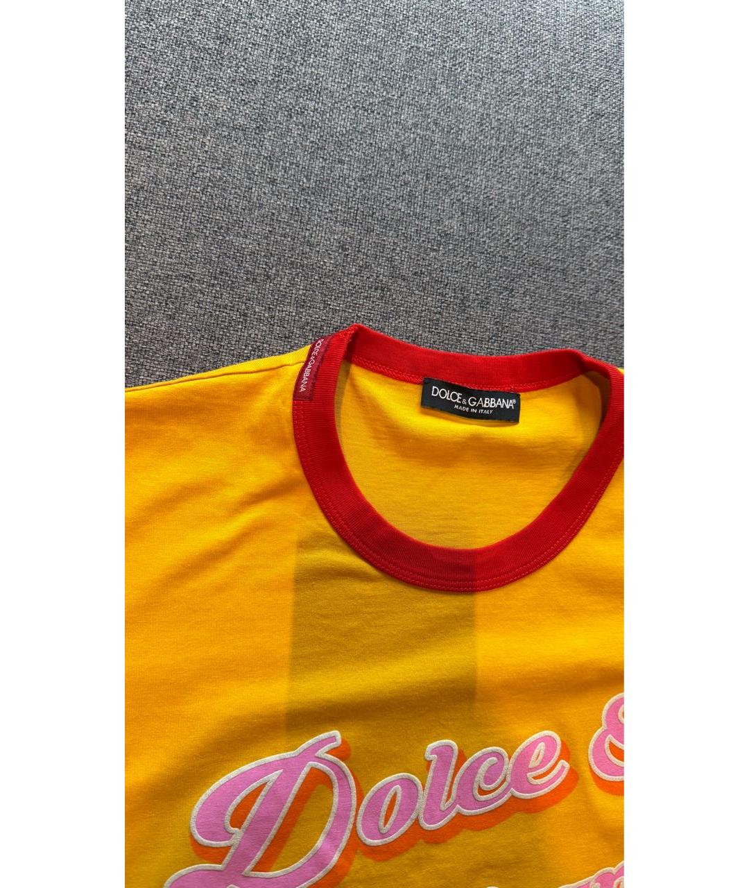 DOLCE&GABBANA Желтая хлопковая футболка, фото 2