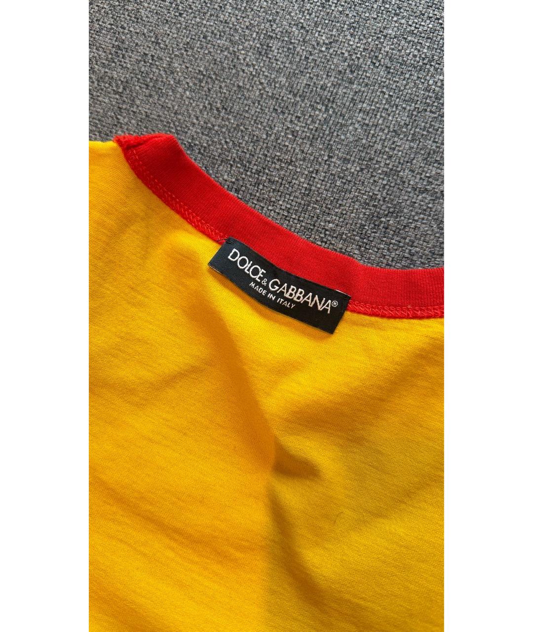 DOLCE&GABBANA Желтая хлопковая футболка, фото 7