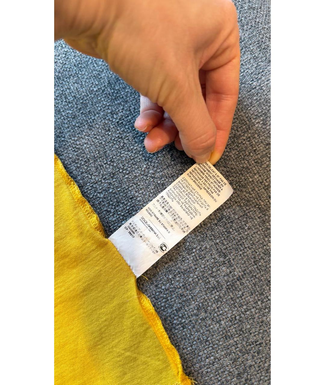 DOLCE&GABBANA Желтая хлопковая футболка, фото 8