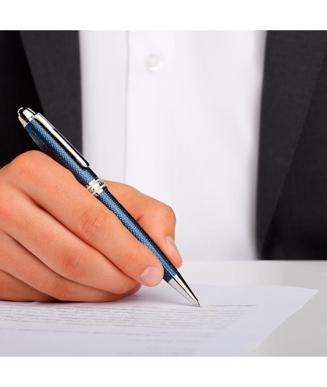 MONTBLANC Темно-синяя металлическая шариковая ручка, фото 3