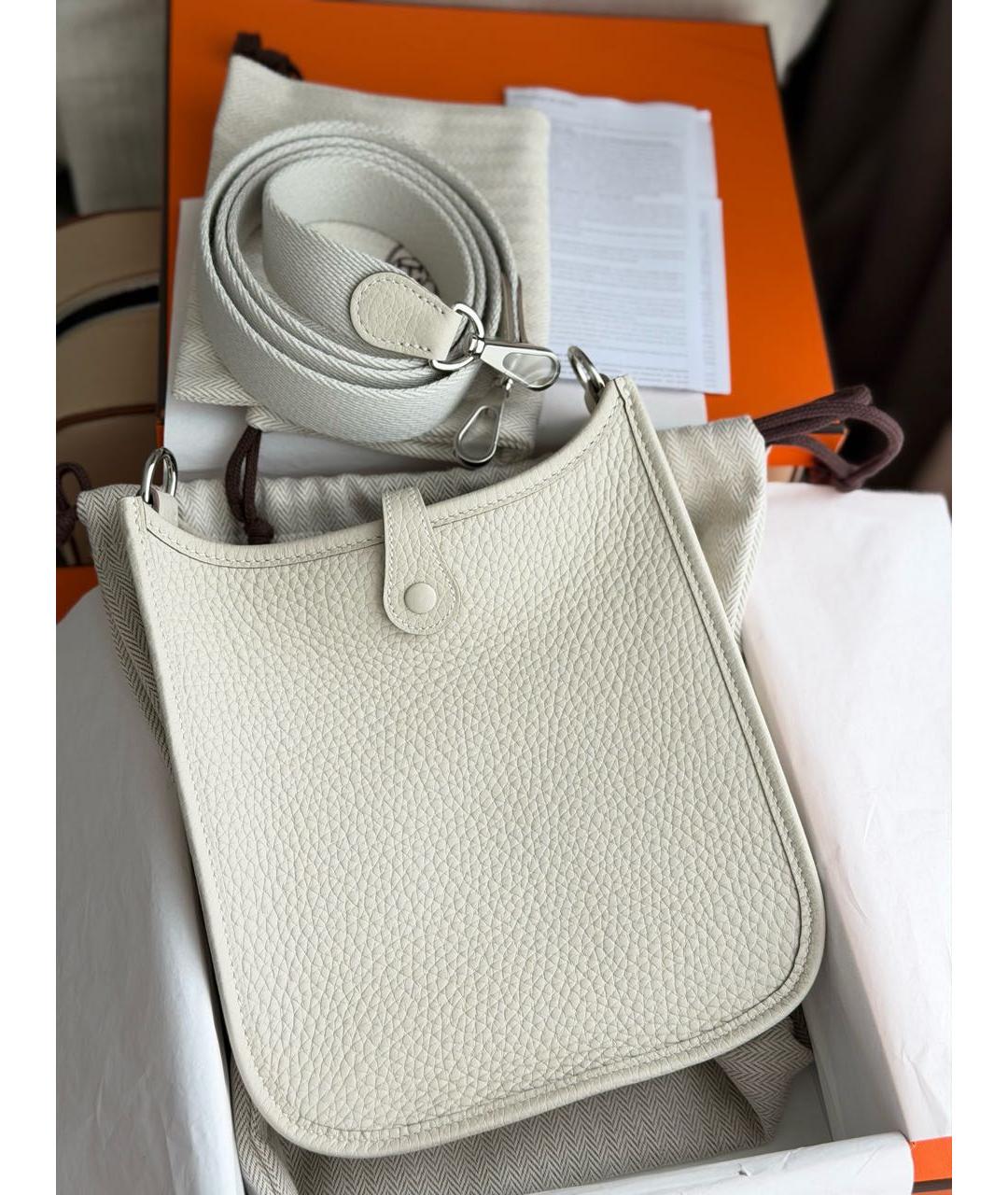 HERMES Белая кожаная сумка через плечо, фото 3