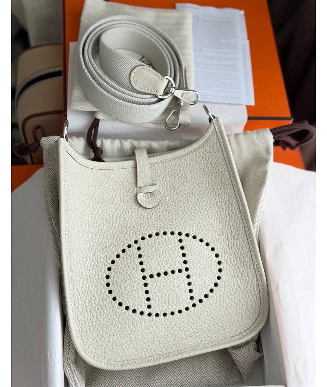 HERMES Белая кожаная сумка через плечо, фото 2