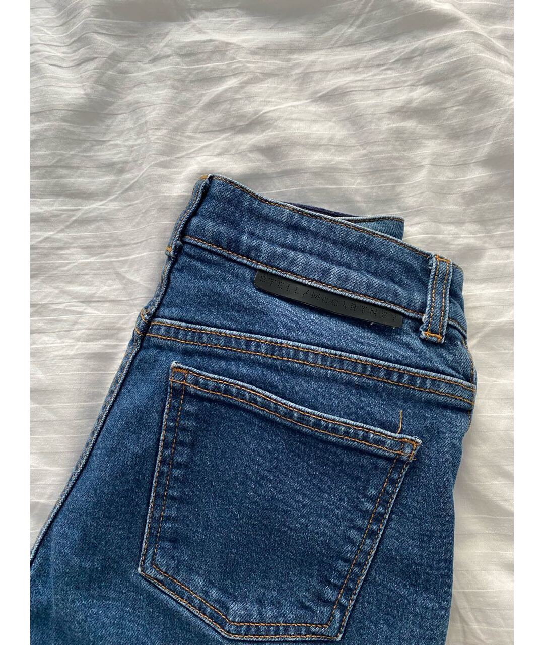 STELLA MCCARTNEY Темно-синие хлопко-эластановые прямые джинсы, фото 5