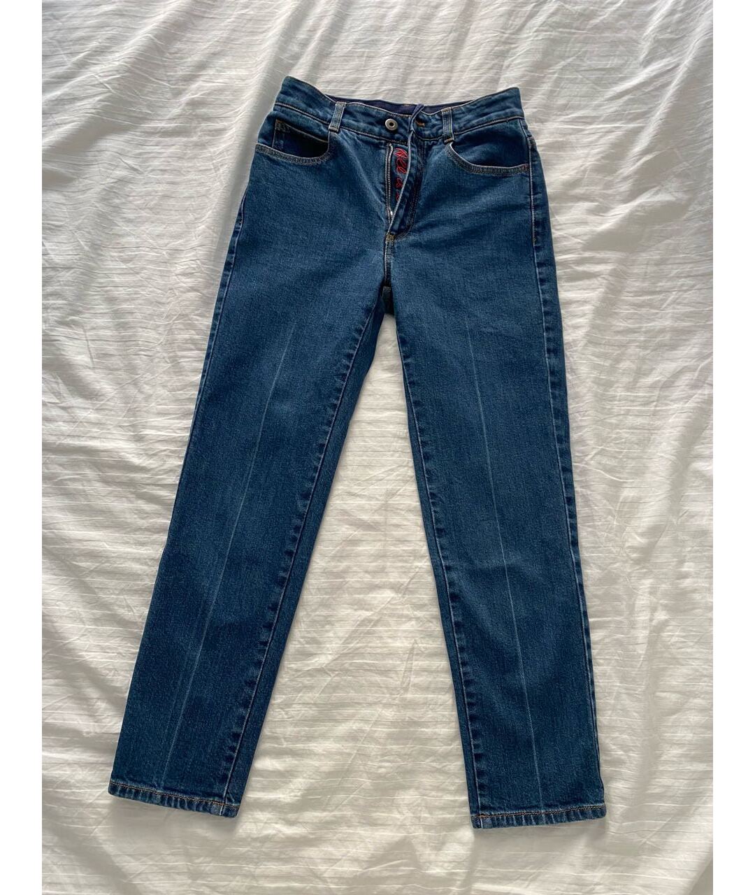 STELLA MCCARTNEY Темно-синие хлопко-эластановые прямые джинсы, фото 8