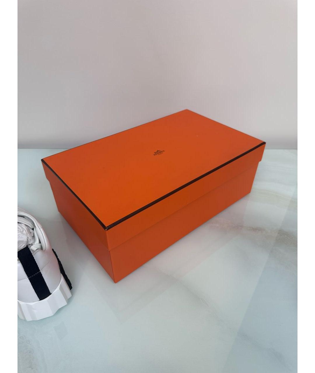 HERMES Белые кожаные кроссовки, фото 5