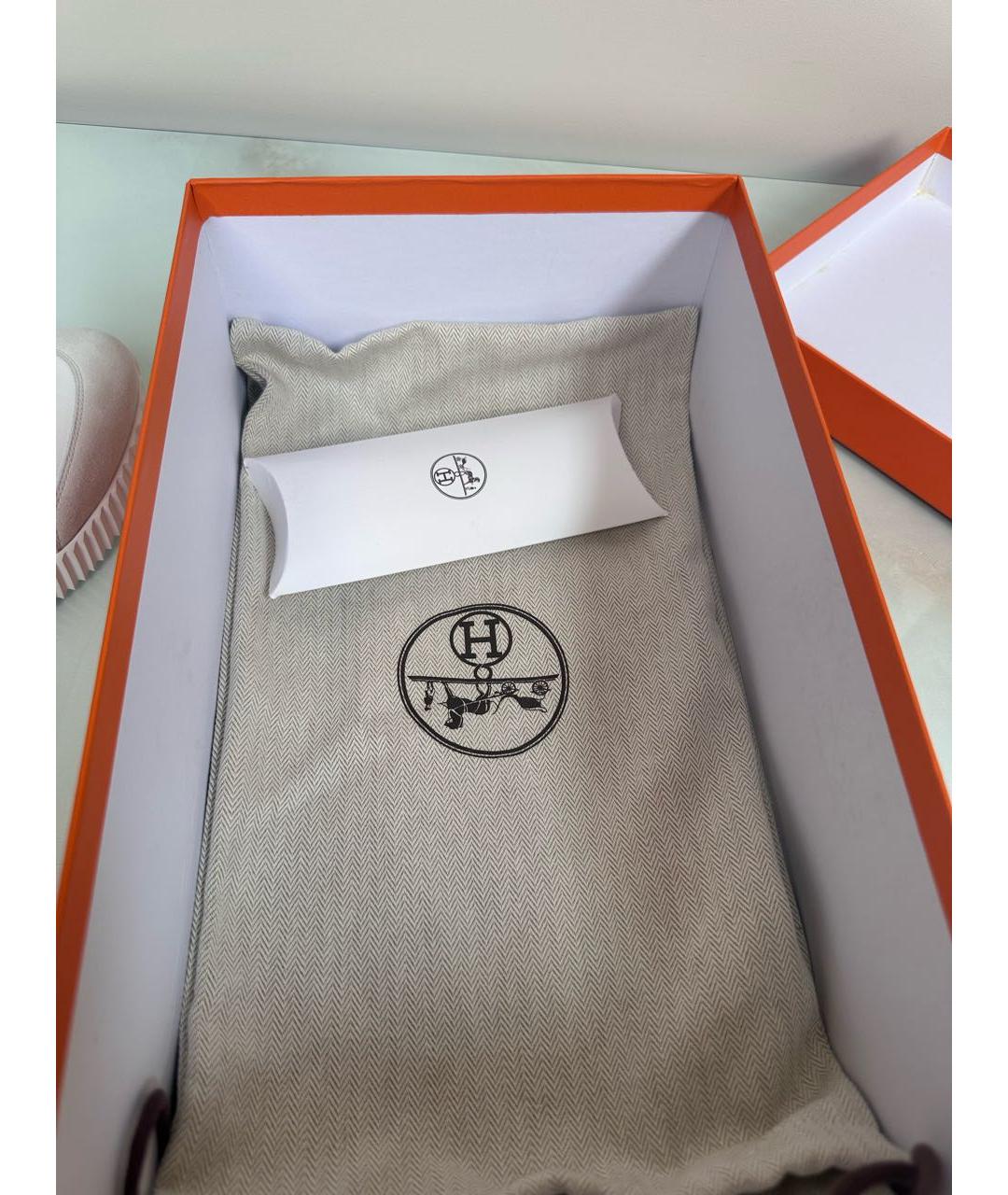 HERMES Белые кожаные кроссовки, фото 4