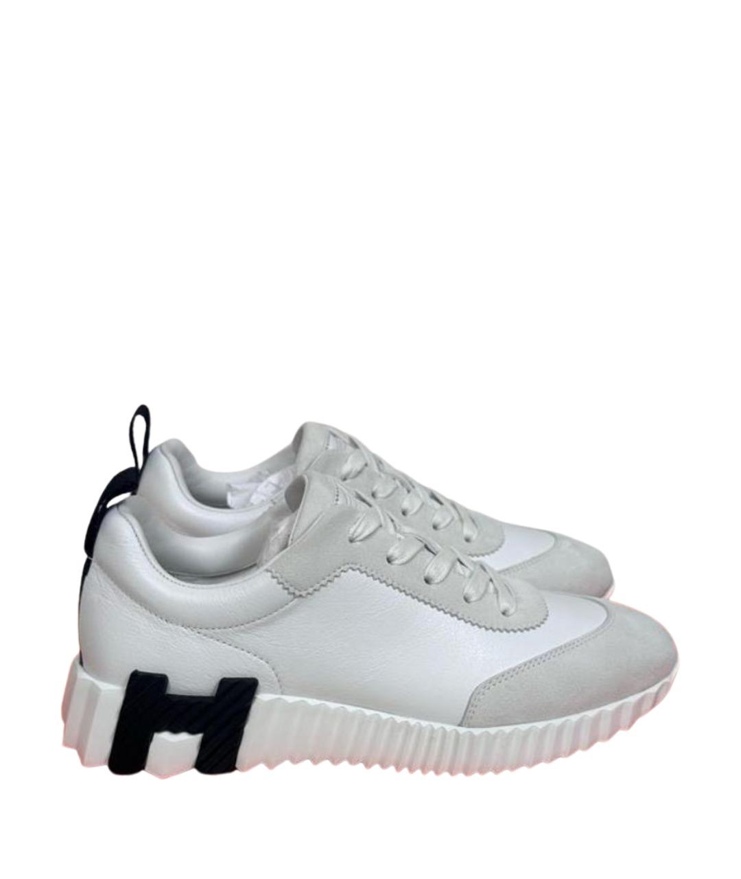 HERMES Белые кожаные кроссовки, фото 1