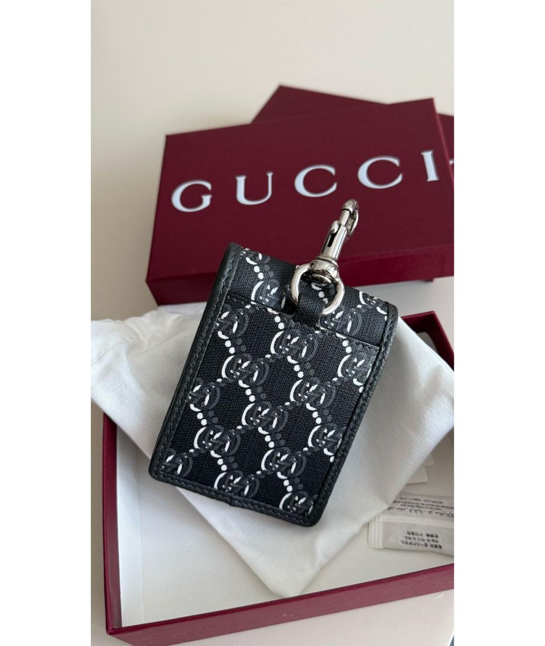 GUCCI Антрацитовый кожаный кардхолдер, фото 3