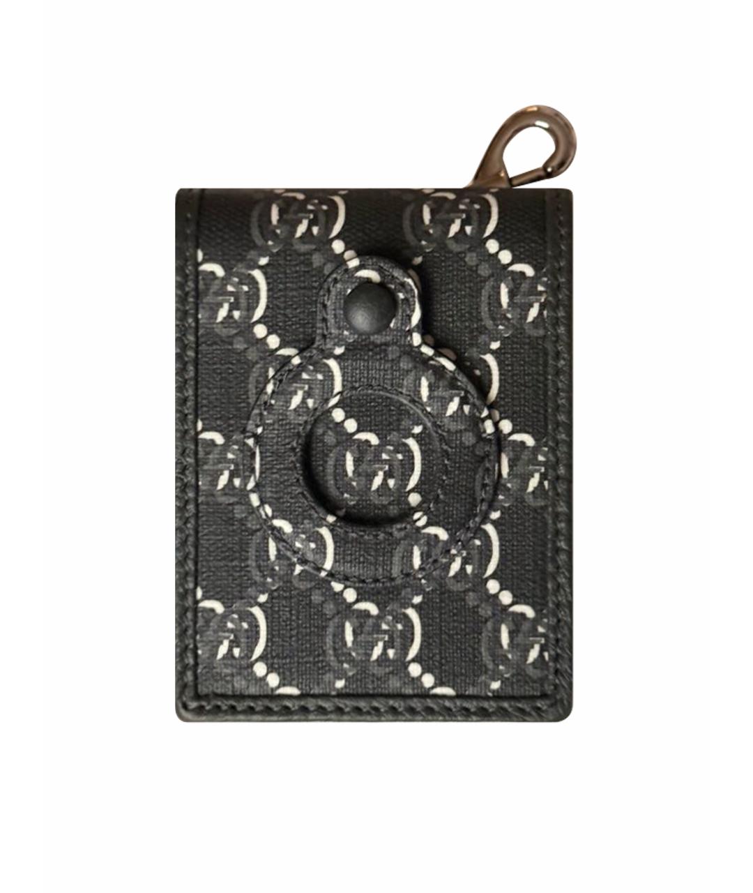 GUCCI Антрацитовый кожаный кардхолдер, фото 1