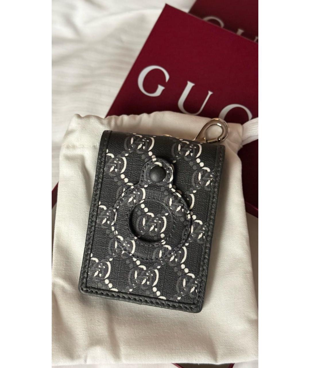 GUCCI Антрацитовый кожаный кардхолдер, фото 5