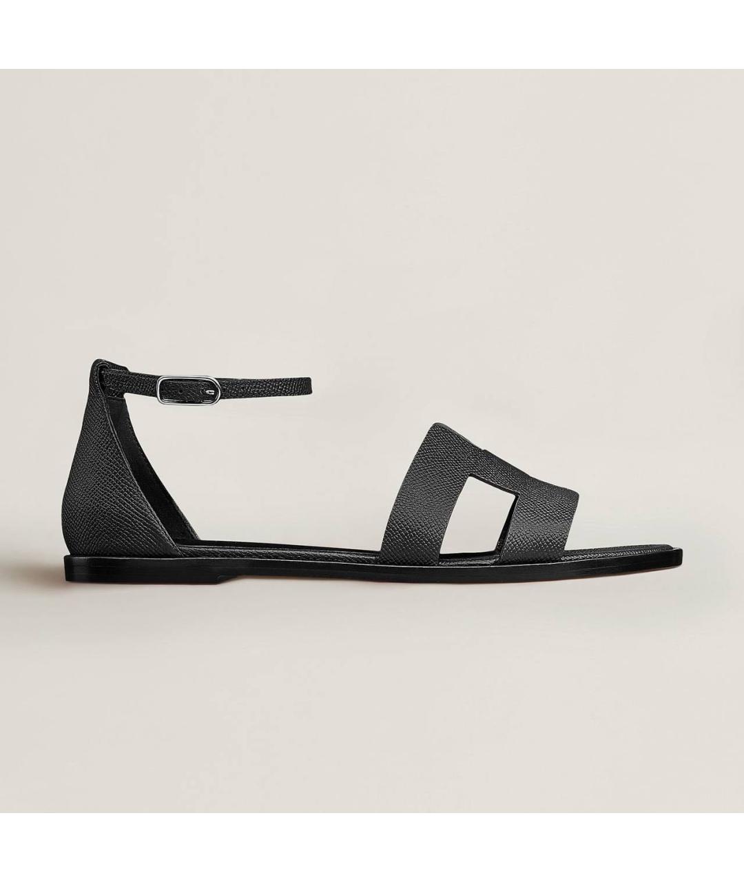 HERMES Черные кожаные сандалии, фото 5