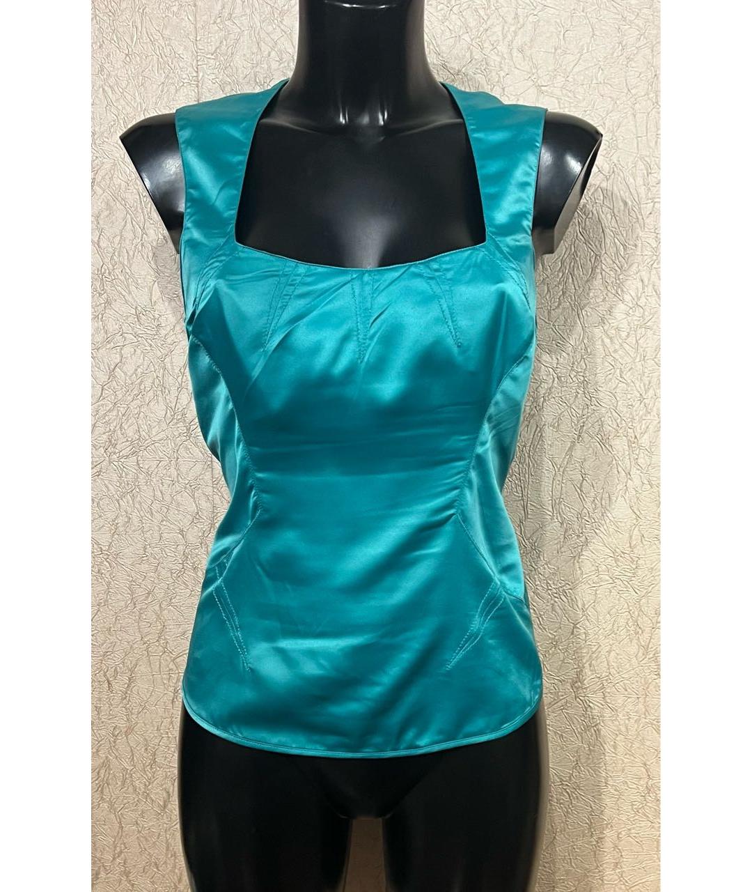 ROBERTO CAVALLI Бирюзовая полиэстеровая майка, фото 4