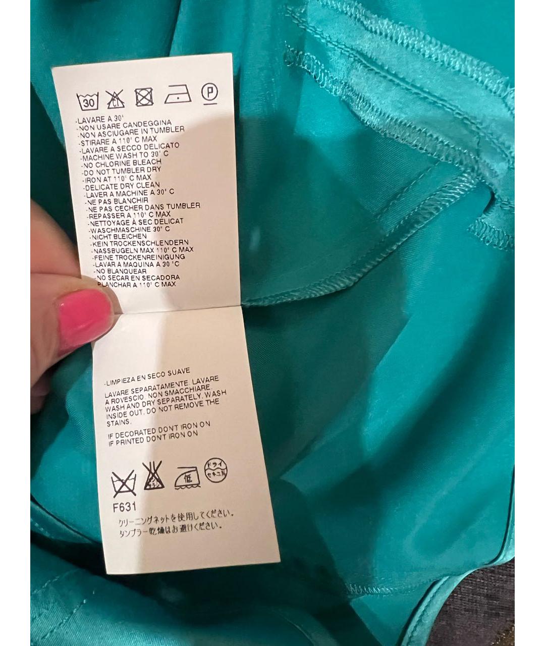 ROBERTO CAVALLI Бирюзовая полиэстеровая майка, фото 8