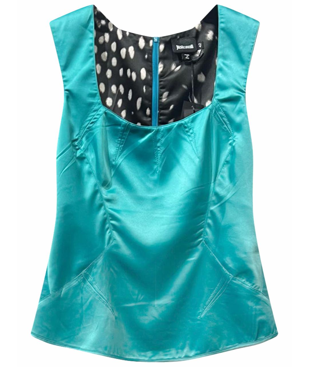 ROBERTO CAVALLI Бирюзовая полиэстеровая майка, фото 1