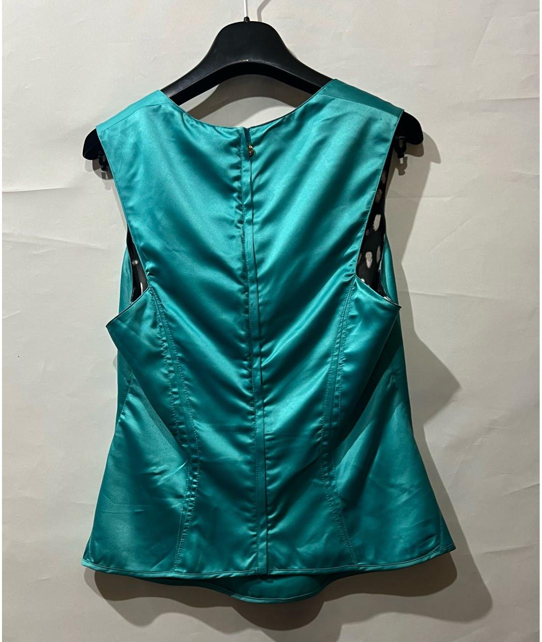 ROBERTO CAVALLI Бирюзовая полиэстеровая майка, фото 3