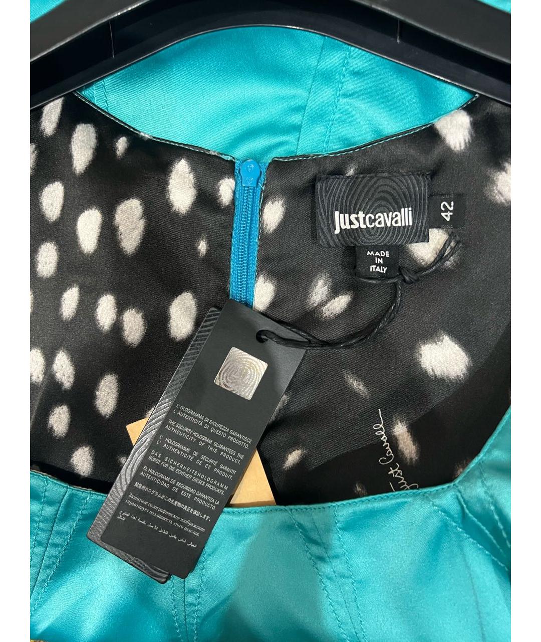 ROBERTO CAVALLI Бирюзовая полиэстеровая майка, фото 5