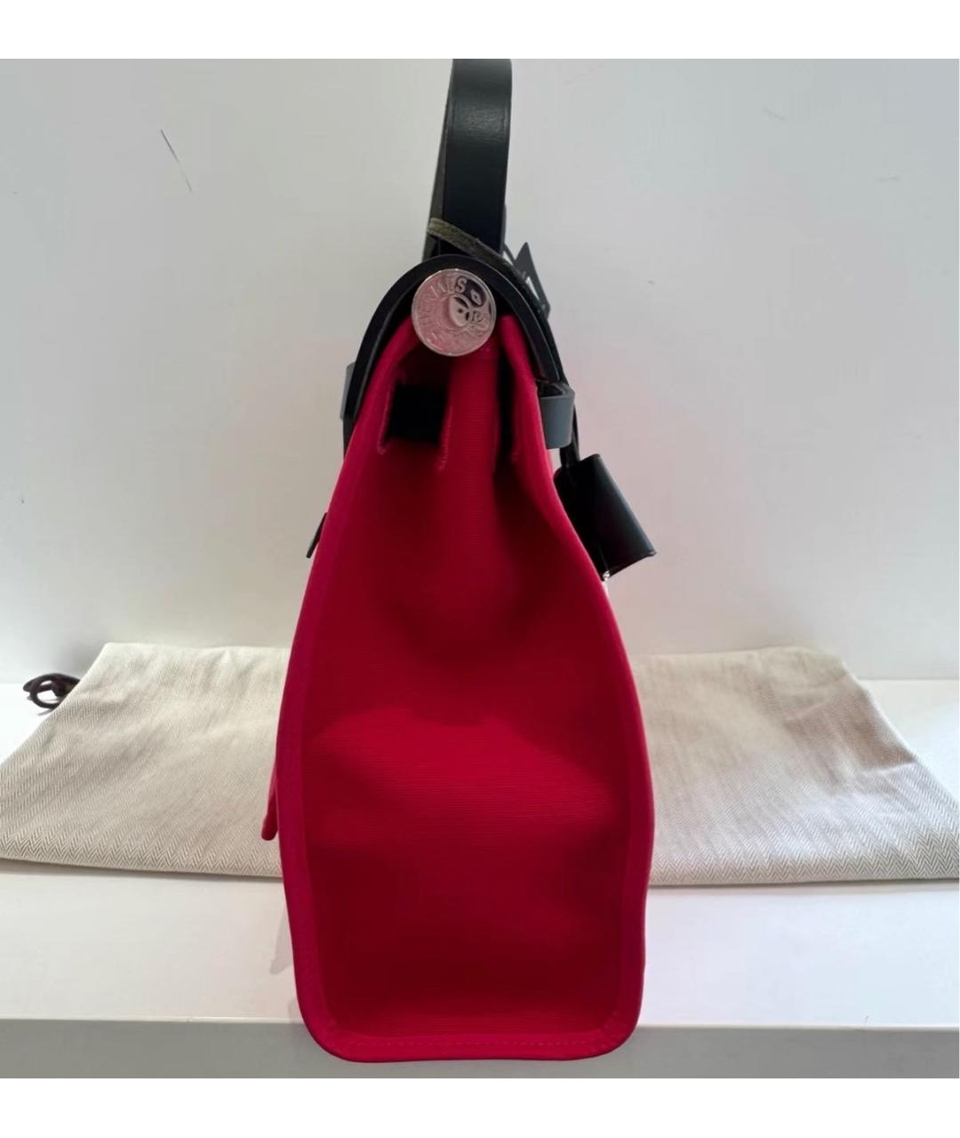 HERMES Красная тканевая сумка через плечо, фото 4