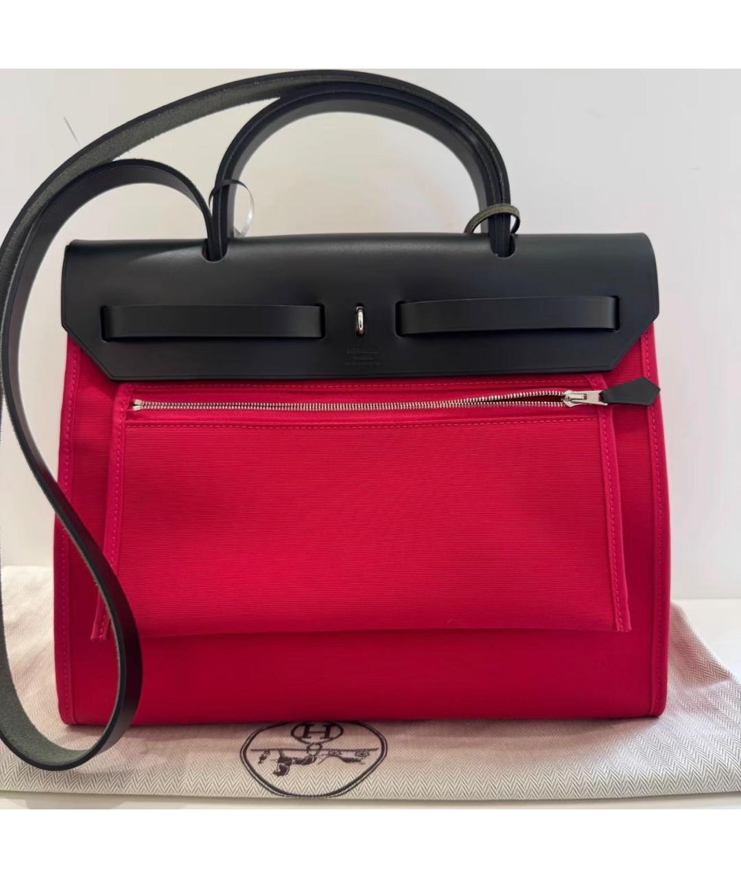 HERMES Красная тканевая сумка через плечо, фото 3