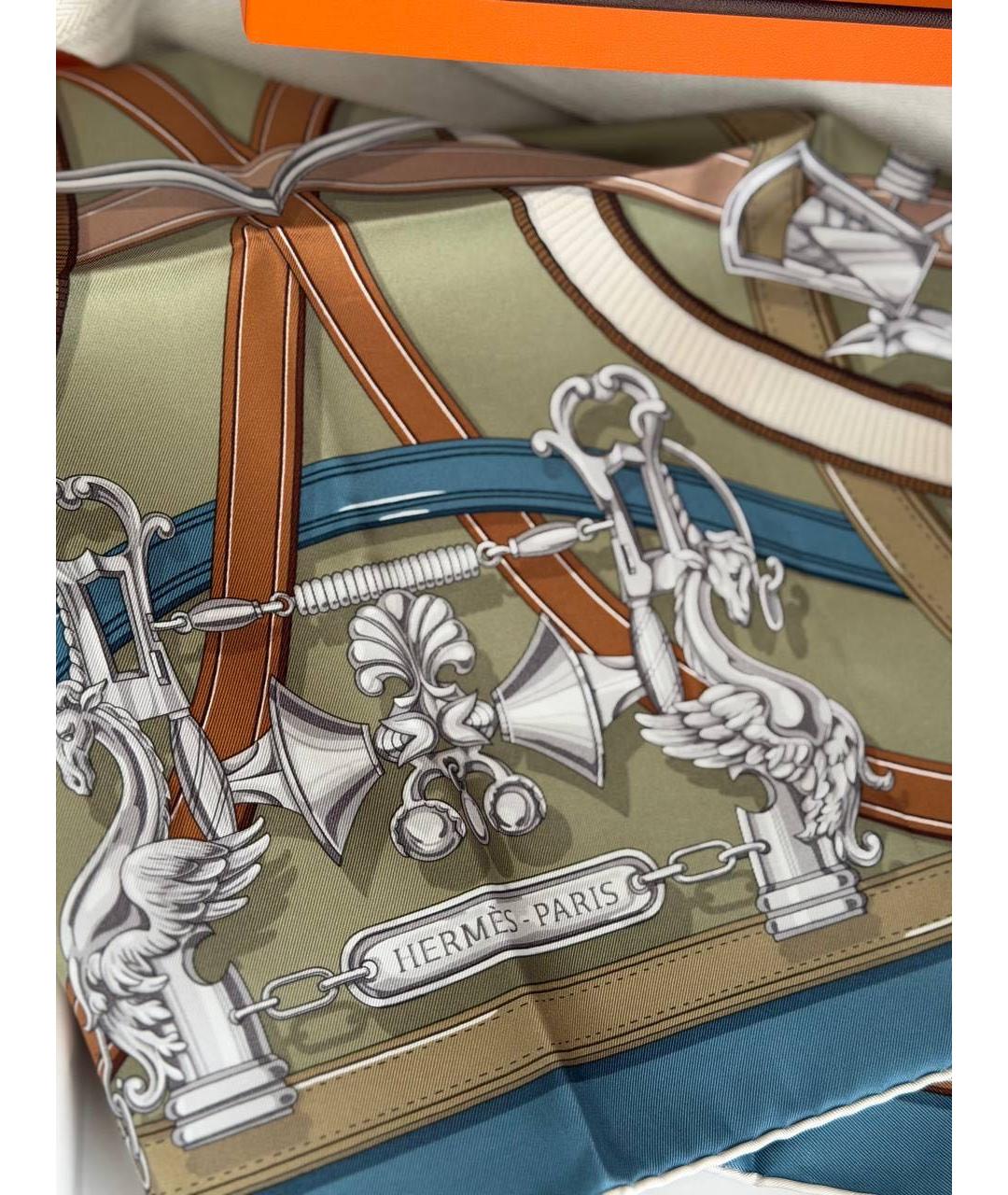 HERMES Мульти шелковый платок, фото 4