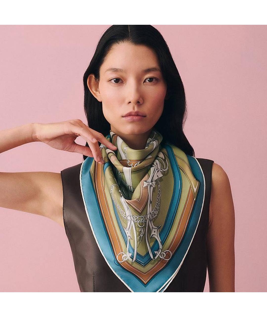 HERMES Мульти шелковый платок, фото 2