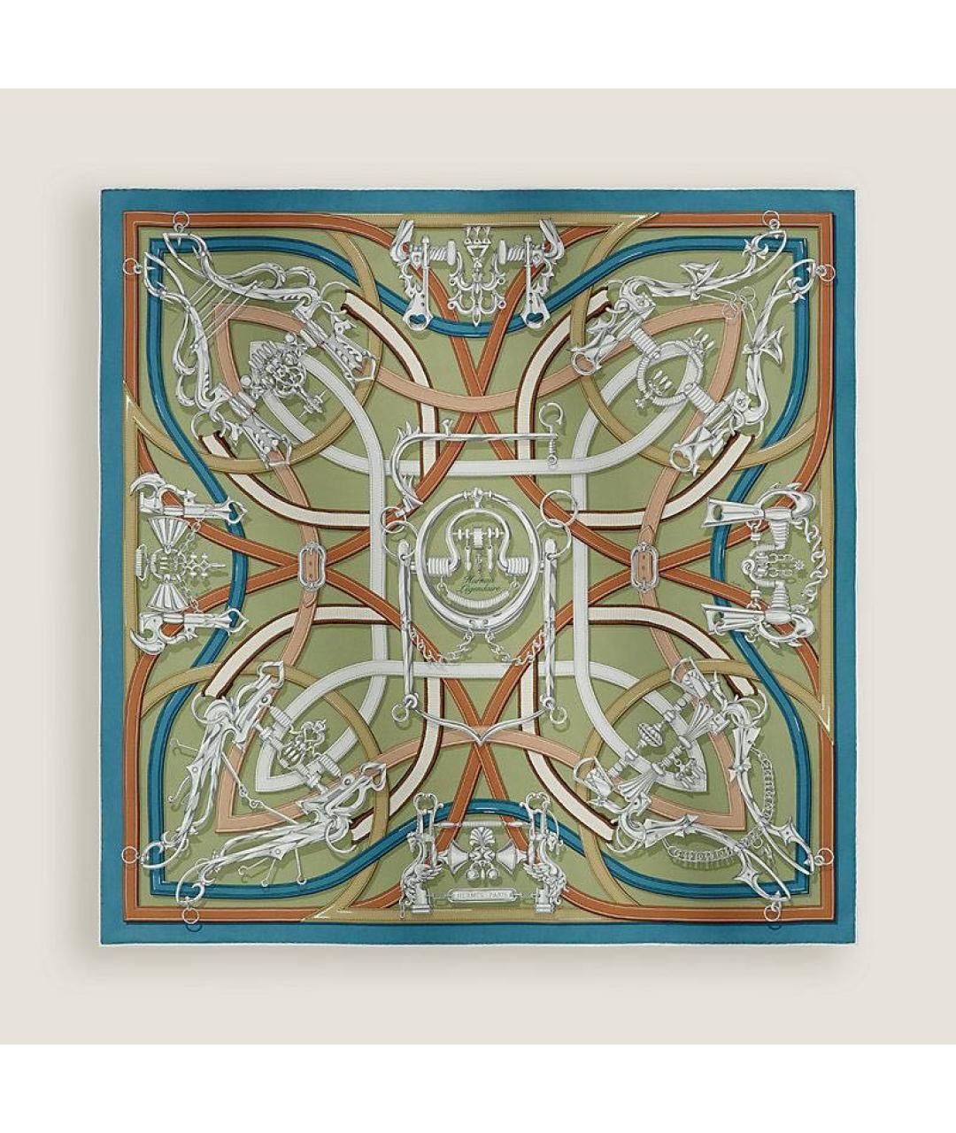 HERMES Мульти шелковый платок, фото 5