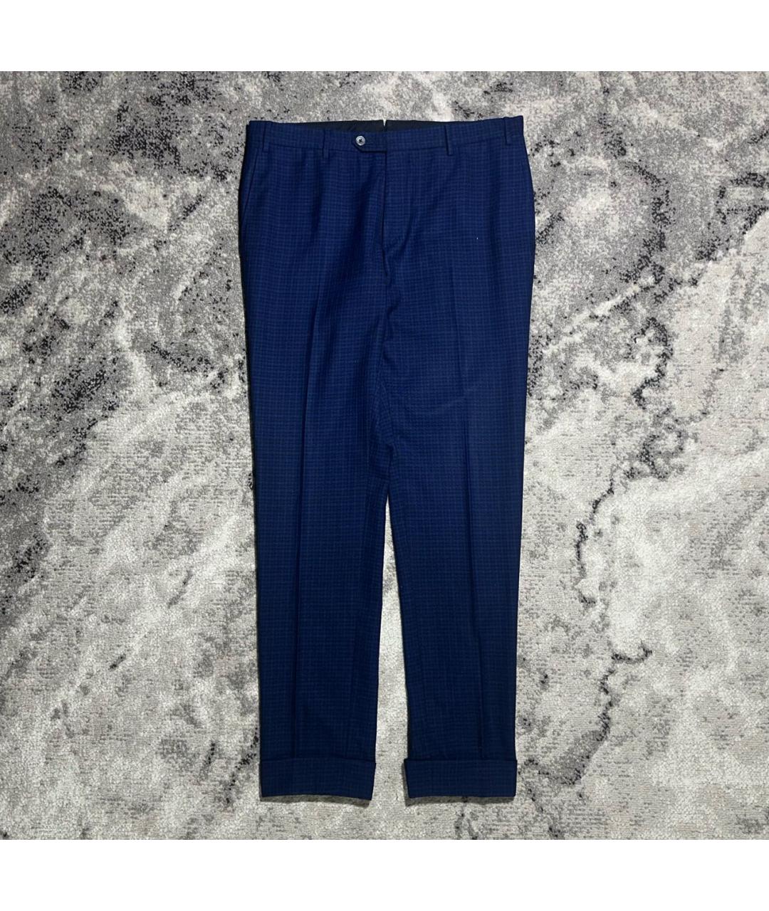 CORNELIANI Темно-синие шерстяные повседневные брюки, фото 8