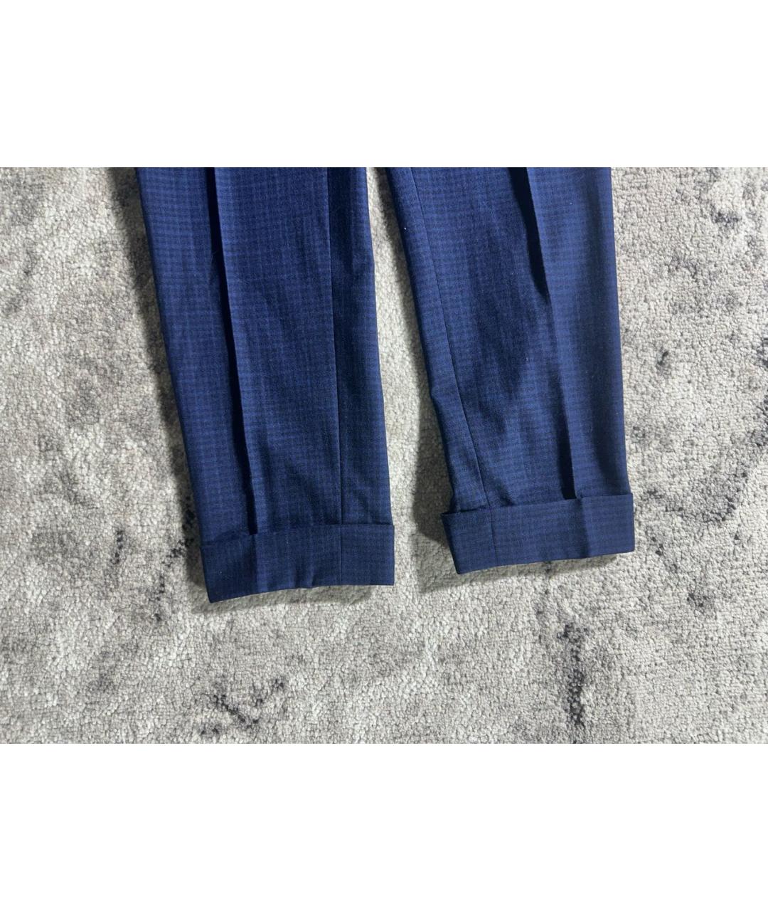 CORNELIANI Темно-синие шерстяные повседневные брюки, фото 5