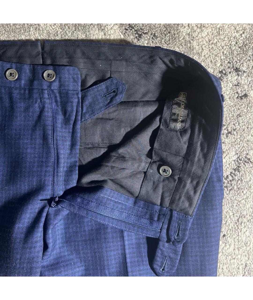 CORNELIANI Темно-синие шерстяные повседневные брюки, фото 4