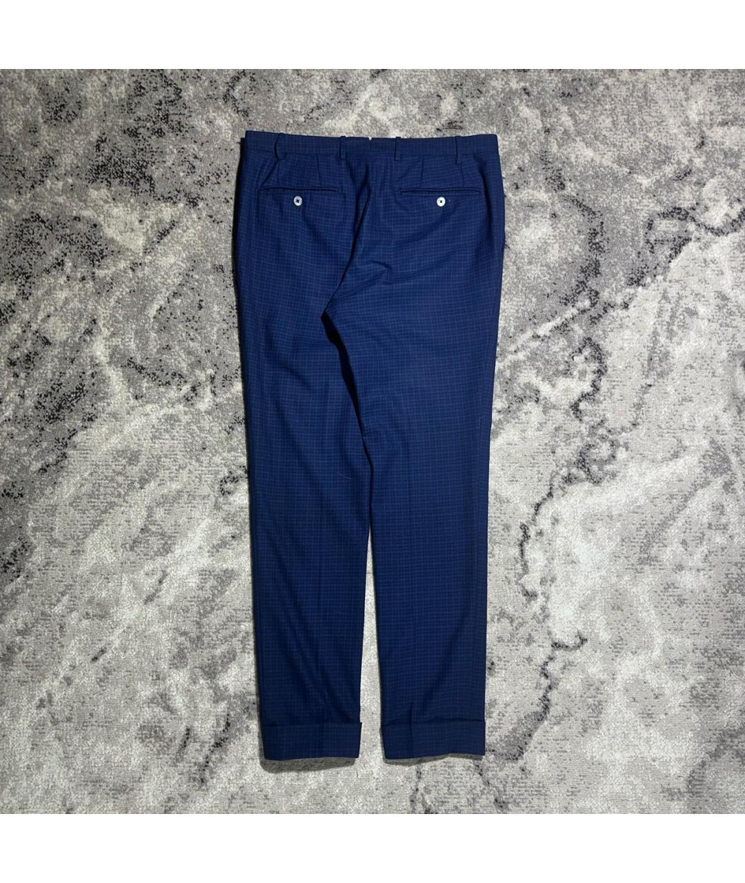 CORNELIANI Темно-синие шерстяные повседневные брюки, фото 2