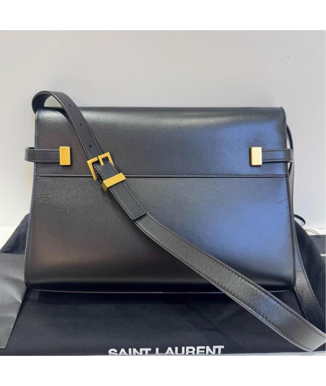 SAINT LAURENT Черная кожаная сумка через плечо, фото 2