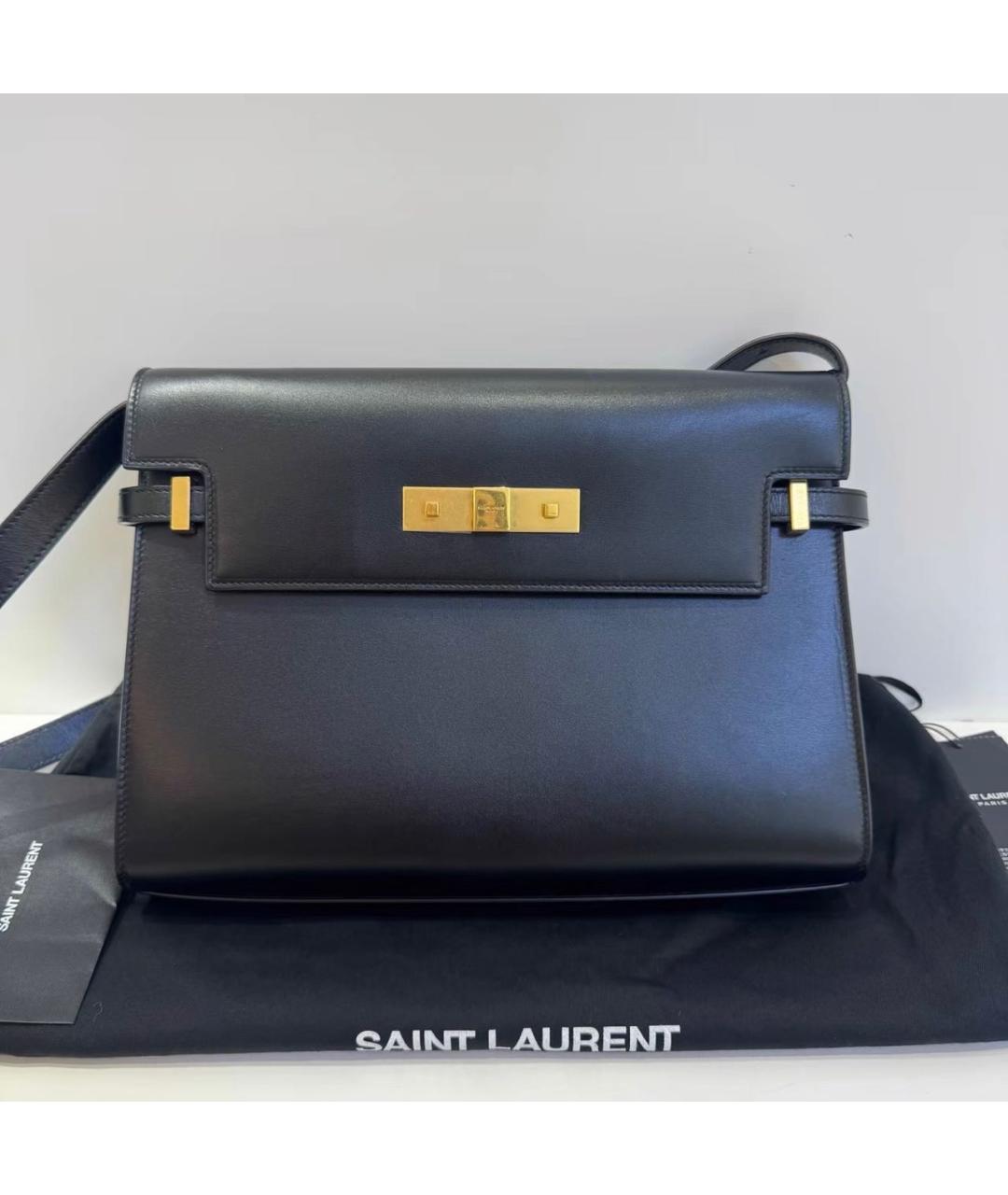 SAINT LAURENT Черная кожаная сумка через плечо, фото 9