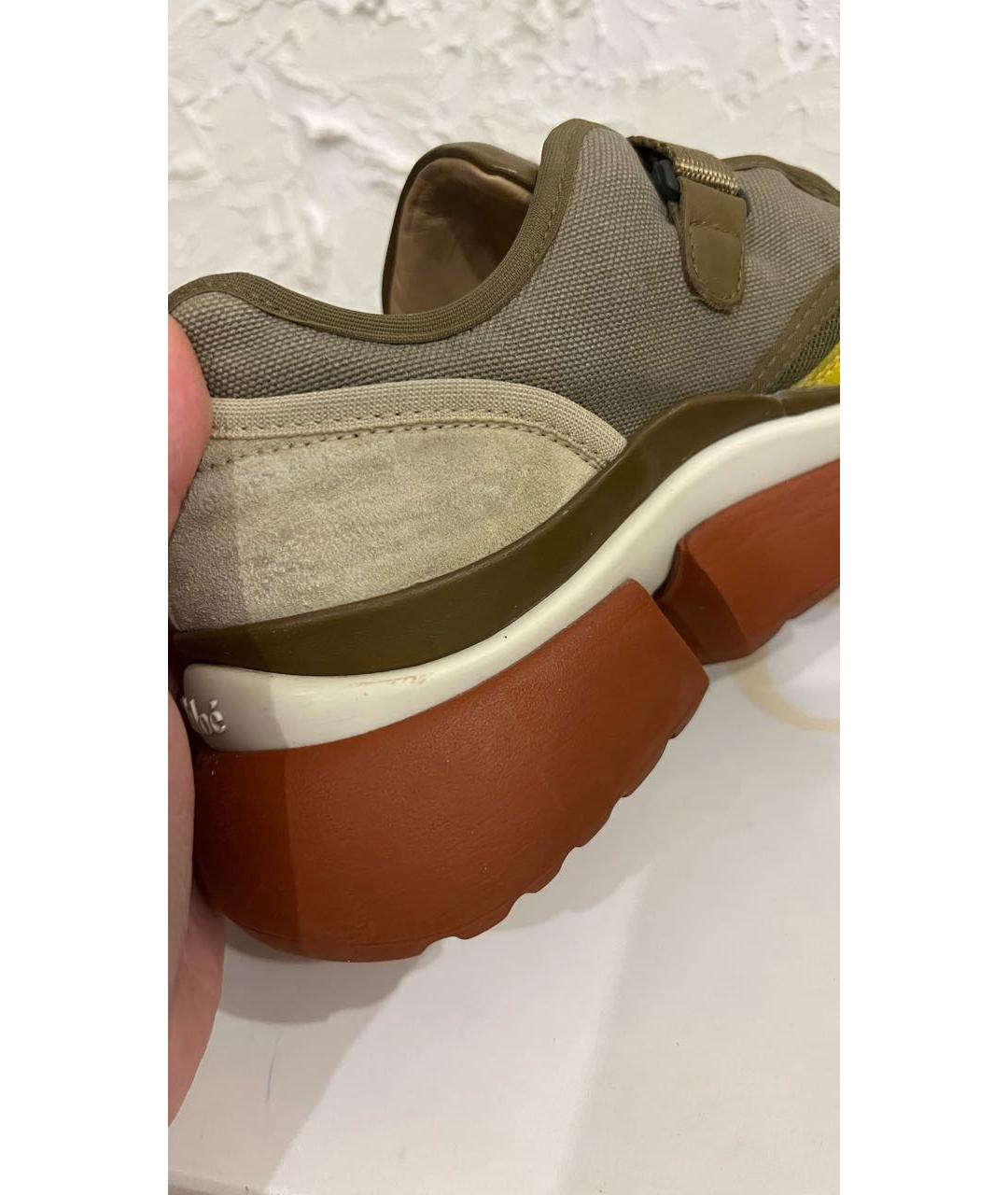 CHLOE Хаки текстильные кроссовки, фото 8
