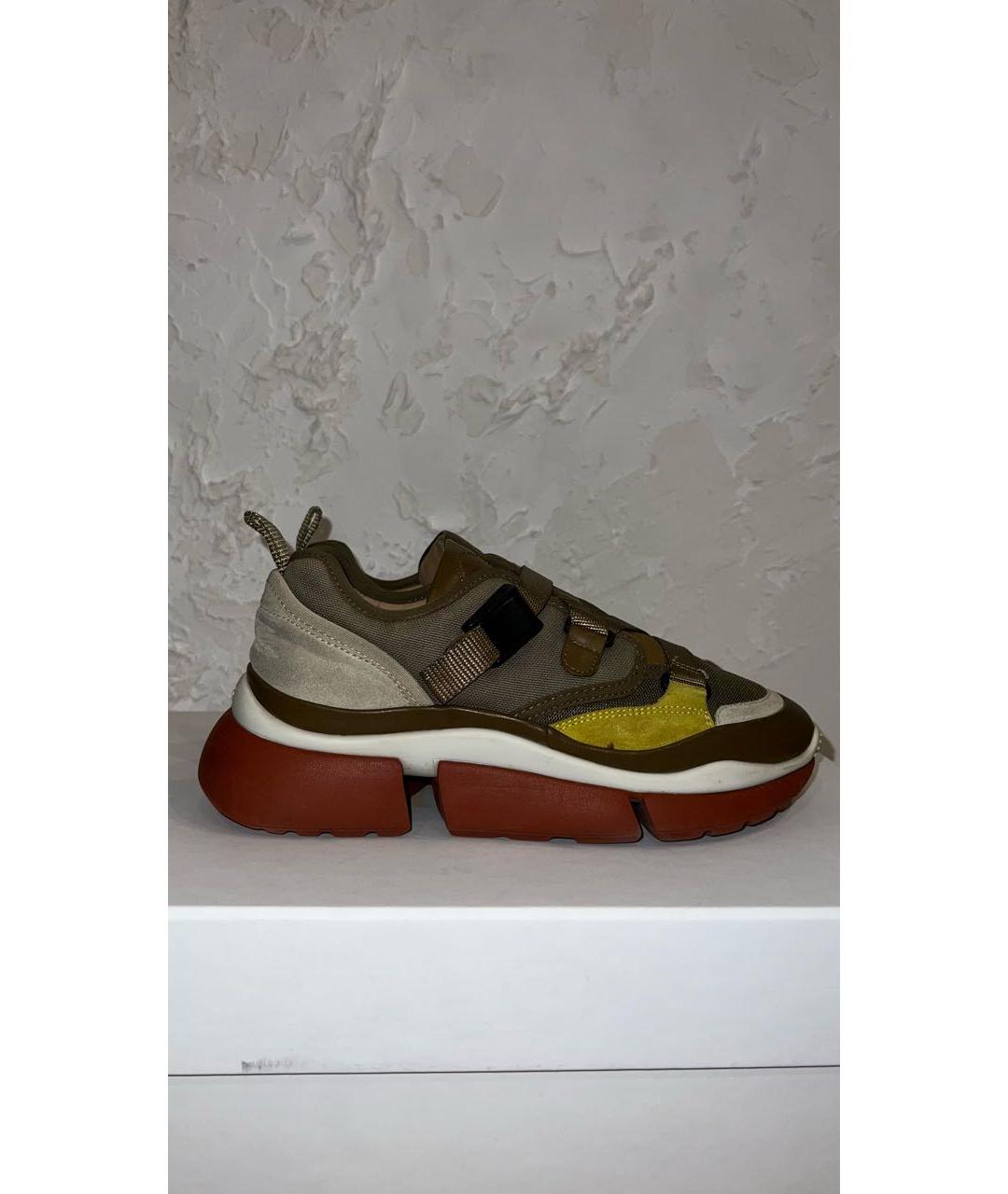 CHLOE Хаки текстильные кроссовки, фото 9