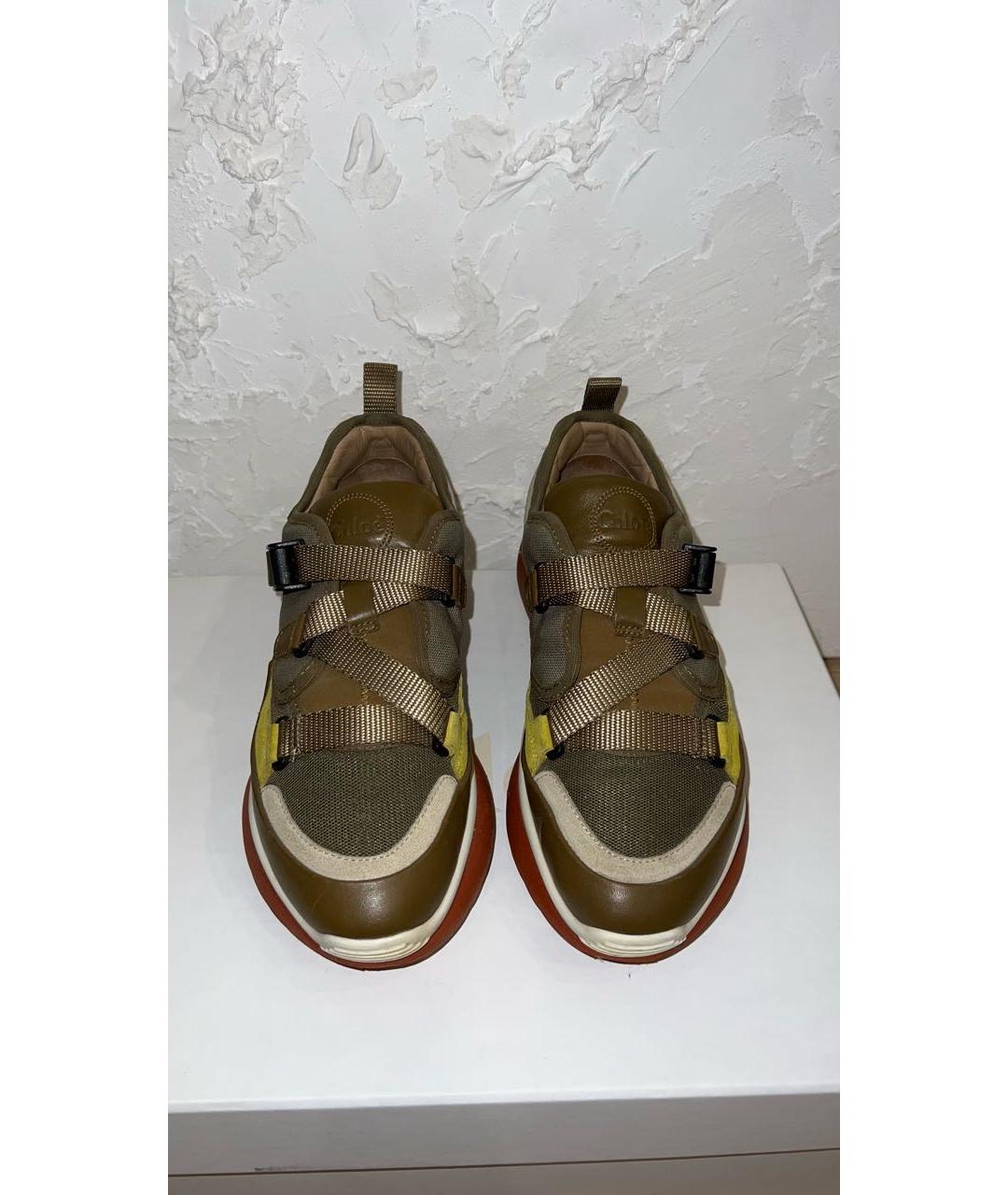 CHLOE Хаки текстильные кроссовки, фото 2