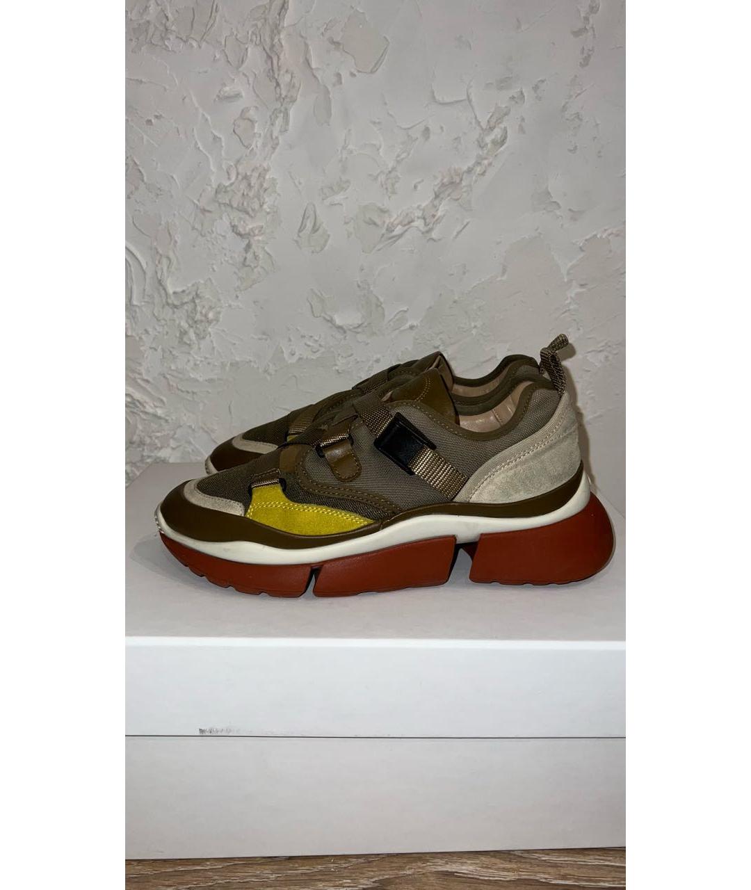 CHLOE Хаки текстильные кроссовки, фото 5