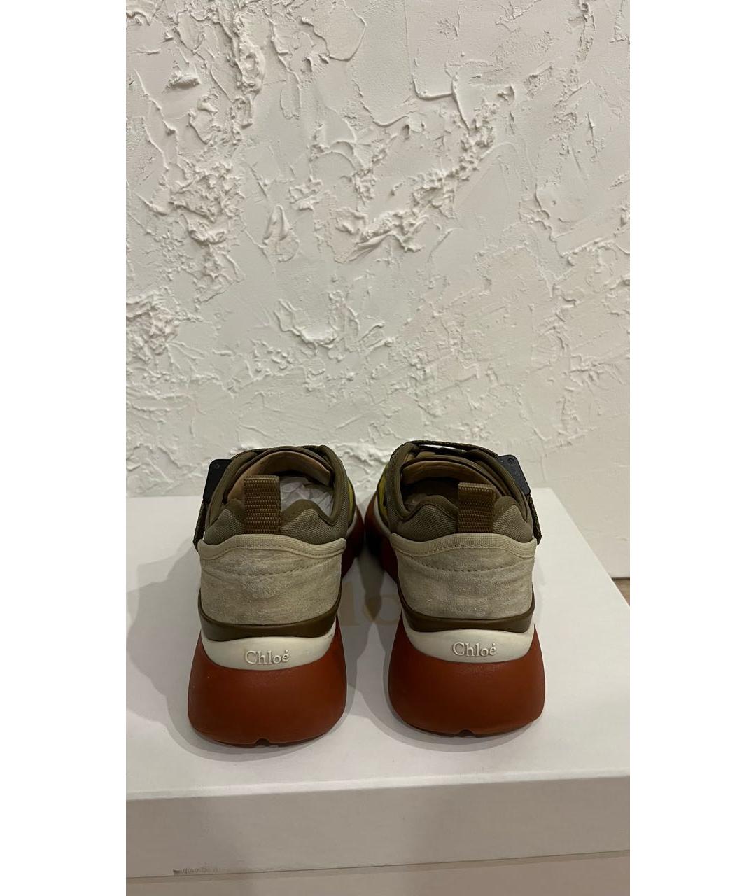 CHLOE Хаки текстильные кроссовки, фото 4