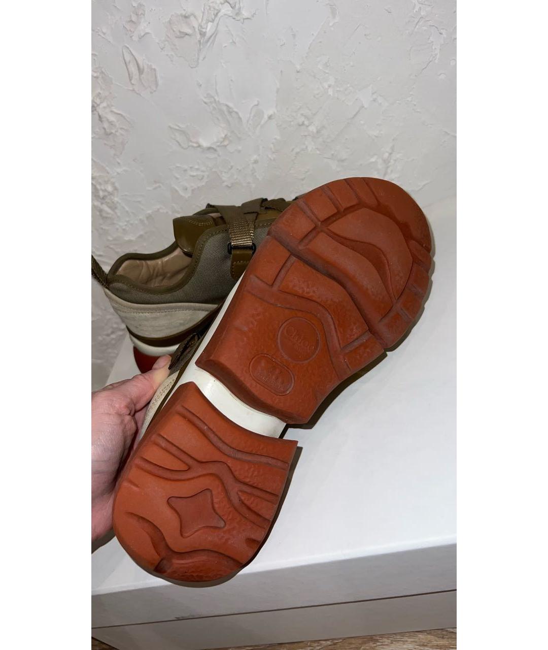 CHLOE Хаки текстильные кроссовки, фото 6