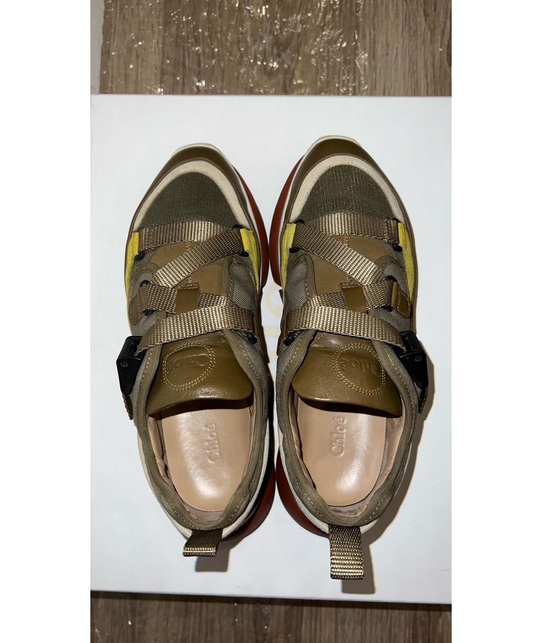 CHLOE Хаки текстильные кроссовки, фото 3